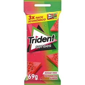 Senses Watermelon Sunrise Chicles de Sandía sin Azúcar Pack 3 Trident 23 G