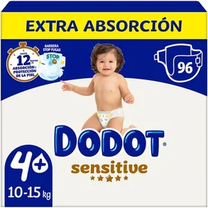 Sensitive Pañales Extra Absorción de 10 a 15 Kg Talla 4+  Dodot 96 Unidades