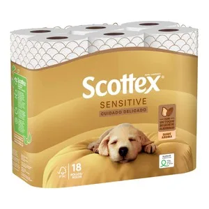 Scottex Sensitive Papel Higiénico de 2 Capas con un Toque de Leche de Almendras 18 Rollos. 18 UD