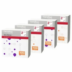 Servilletas 2 Capas de Celulosa 100 Ud Carrefour Home - Blanca Decoradas