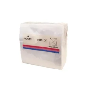Servilletas de 3 Capas Desechables de Papel 100 Uds 40x40 Cm Carrefour Home Blanca