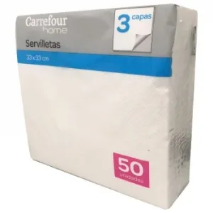 Servilletas de Papel 3 Capas 33x33 Cm Carrefour Home 50 Unid.