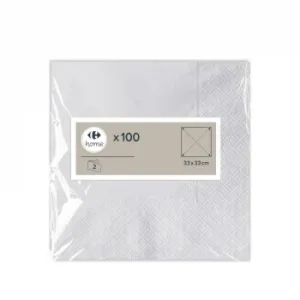 Set 100 Servilletas Blancas 2 Capas 33x33 Cm Carrefour Home