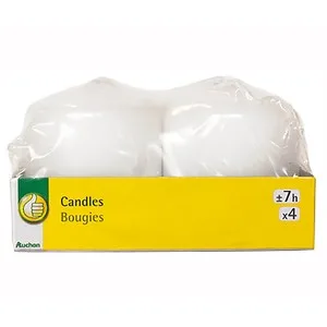 Set de Velas de Color Blanco, 4 Unidades, Producto Económico Alcampo. 4 UD