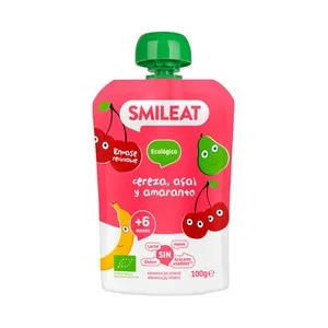 Smileat Ecológico Bolsita de Fruta Ecológica (cereza, Acai y Amaranto), a Partir de 6 Meses 100 G.