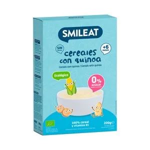 Smileat Papilla de Cereales Ecológicos con Quinoa, sin Gluten, a Partir de 6 Meses 200 G.