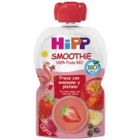 Smoothies de Fresa, Plátano y Manzana Bio Hipp, Bolsita 120 Ml