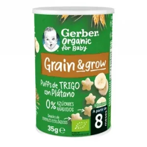 Snacks de Cereales con Plátano desde 8 Meses Ecológico Gerber sin Azúcar Añadido 35 G.