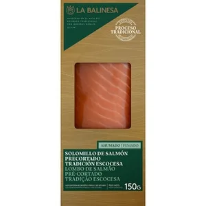 Solomillo de Salmón Ahumado Precortado Tradición Escocesa sin Azúcares Añadidos  la Balinesa 150 G