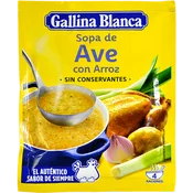 Sopa de Ave con Arroz Gallina Blanca sobre