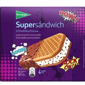 Supersándwich Helado de Stracciatella con Cobertura de Galleta y Chocolate 4 Unidades el Corte Ingles 600 ML