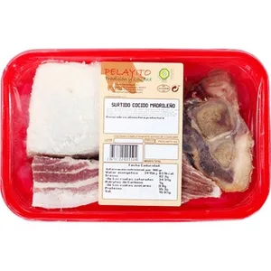 Surtido para Cocido Madrileño con Panceta, Tocino y Espinazo sin Gluten Peso Aproximado  Pelayito 650 G