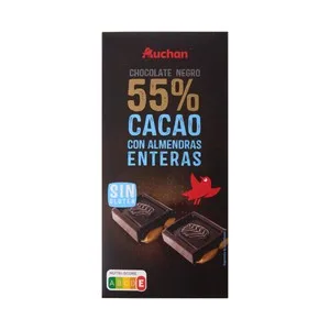 Producto Alcampo Tableta de Chocolate Negro con Almendras Enteras 200 G.