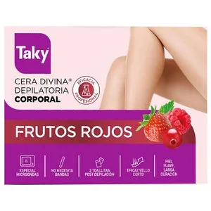 Taky Cera Depilatoria Corporal para Microondas, con Esencias de Frutos Rojos 400 Ml.