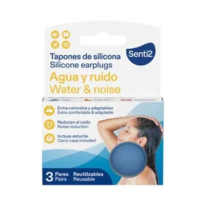 Senti2 Tapones Reutilizables de Silicona, para Protección Frente al Agua y al Ruido 6 Uds.