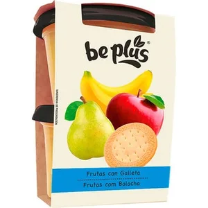 Tarrinas de Frutas con Galleta desde 6 Meses Pack 2 BE Plus