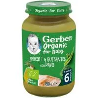 Tarrito de Brócoli, Guisante y Pavo Gerber, Tarro 190 G
