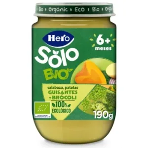 Tarrito de Calabaza, Patata, Guisante y Brócoli desde 6 Meses  Ecológico Hero Solo sin Gluten 190 G.