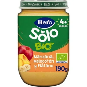 Tarrito de Manzana, Melocotón y Plátano 100% Ecológico y sin Gluten desde 4 Meses Hero Solo