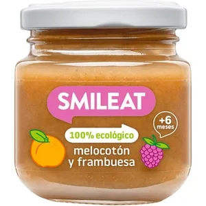 Tarrito de Melocotón y Frambuesa 100% Ecológico y sin Gluten desde 6 Meses Smileat