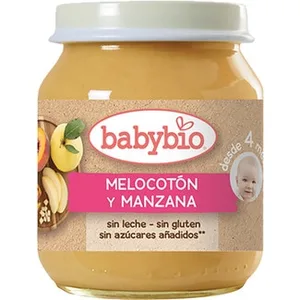 Tarrito de Melocotón y Manzana Ecológico sin Leche sin Gluten desde 4 Meses Babybio