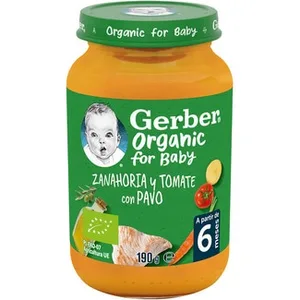 Tarrito de Zanahoria y Tomate con Pavo Ecológico desde 6 Meses Gerber