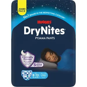 Teen Calzoncillos de Noche Absorbentes para Niños 8-13 Años 30-48 Kg Talla Grande Huggies DRY Nites