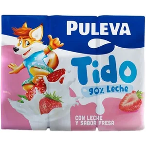 Tido Batido de Fresa 90% de Leche sin Gluten Pack 6  Puleva 200 ML