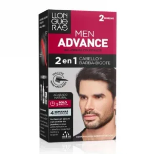 Tinte de Cabello Hombre 2 en 1 Cabello, Barba y Bigote Tono 2 Moreno Llongueras Men Advance 1 Ud.