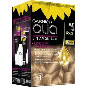 Tinte Rubio Miel Nº 8.31 Coloración Permanente con Aceites Florales Naturales sin Amoniaco Garnier Olia