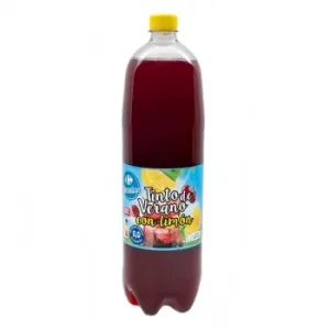 Tinto de Verano con Limón 0,0 Alcohol sin Azúcar Añadido Carrefour Sensation Botella 1,5 L.