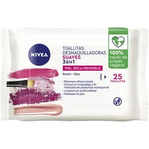 Toallitas Desmaquilladoras Suaves 3 en 1 para Piel Seca y Sensible Nivea