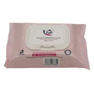 Toallitas Desmaquillantes Hidratante y Refrescantes para Piel Seca y Sensible Cara y Ojos Carrefour Soft 25 Ud.