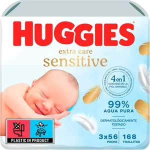 Toallitas Infantiles Pure Extra Care Sensitive 99% Agua para Pieles Sensibles, sin Perfume Huggies 56 Unidades