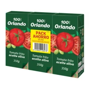 Tomate Frito con Aceite de Oliva Virgen Extra Orlando Pack de 3 Briks de 350 G.
