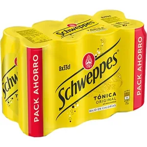 Tónica Original con Quinina de Origen Natural con Azúcar y Edulcorantes Pack 8  Schweppes 33 CL