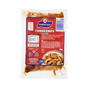 Torreznos Frescos para Freir, Elaborados sin Gluten ni Lactosa Segundo Sanz 500 G.