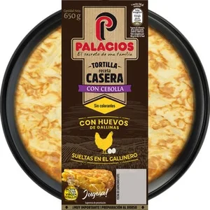 Tortilla de Patata Casera con Cebolla y Aove sin Gluten sin Lactosa  Palacios 650 G