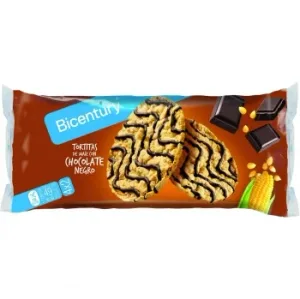 Tortitas de Maíz con Chocolate Negro Bicentury 93 G.