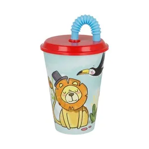 Vaso con Pajita Diseño Animales, 0,43 Litros Stor. 0.43 L