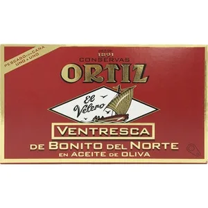 Ventresca de Bonito del Norte en Aceite de Oliva Pescado a Mano Uno a Uno  Ortiz 80 G