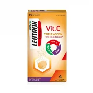 Vitamina C Triple Acción Defensas Naranja en Comprimidos Leotron sin Gluten sin Lactosa 36 Ud.
