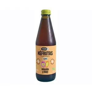 Viver Kéfrutas Bebida Ecológica Fermentada con Probióticos, Sabor a Melocotón y Mango 330 Ml.