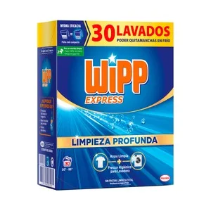Wipp Express Detergente en Polvo para una Limpieza Profunda 30 Lavados 30 UD