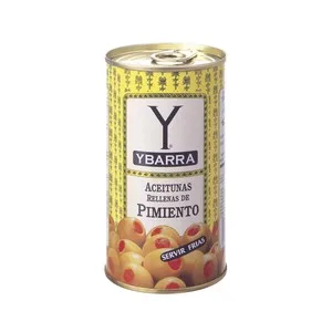 Ybarra Aceitunas Verdes Manzanilla Rellenas de Pimiento Lata de 150 G.
