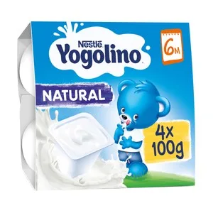 Yogolino de Nestlé Postre Lácteo Natural Adaptado para Bebés a Partir de 6 Meses 4 X 100 G. 400 G