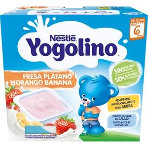 Yogolino sin Azúcar de Fresa-plátano Nestlé, Pack 4x100 G