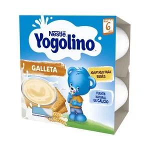 Yogolino Postre Lácteo de Natillas con Galleta Especial para Niños desde 6 Meses Yogolino de Nestlé 4 X 100 G. 400 G