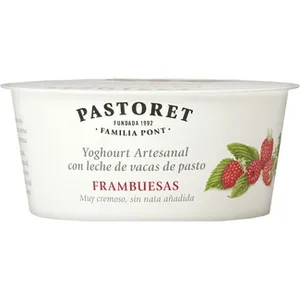 Yogur con Frambruesas Azucarado Artesano Cremoso con Leche de Vacas de Pasto sin Gluten  Pastoret 125 G