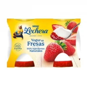 Yogur con Fresa Nestlé la Lechera Pack de 2 Unidades de 125 G.